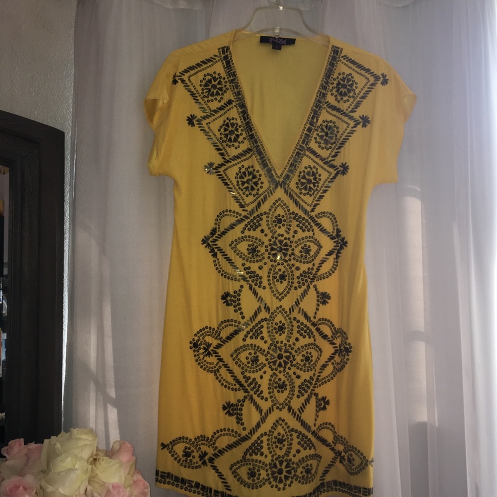 Yellow Silk Beaded Halé Bob Dress