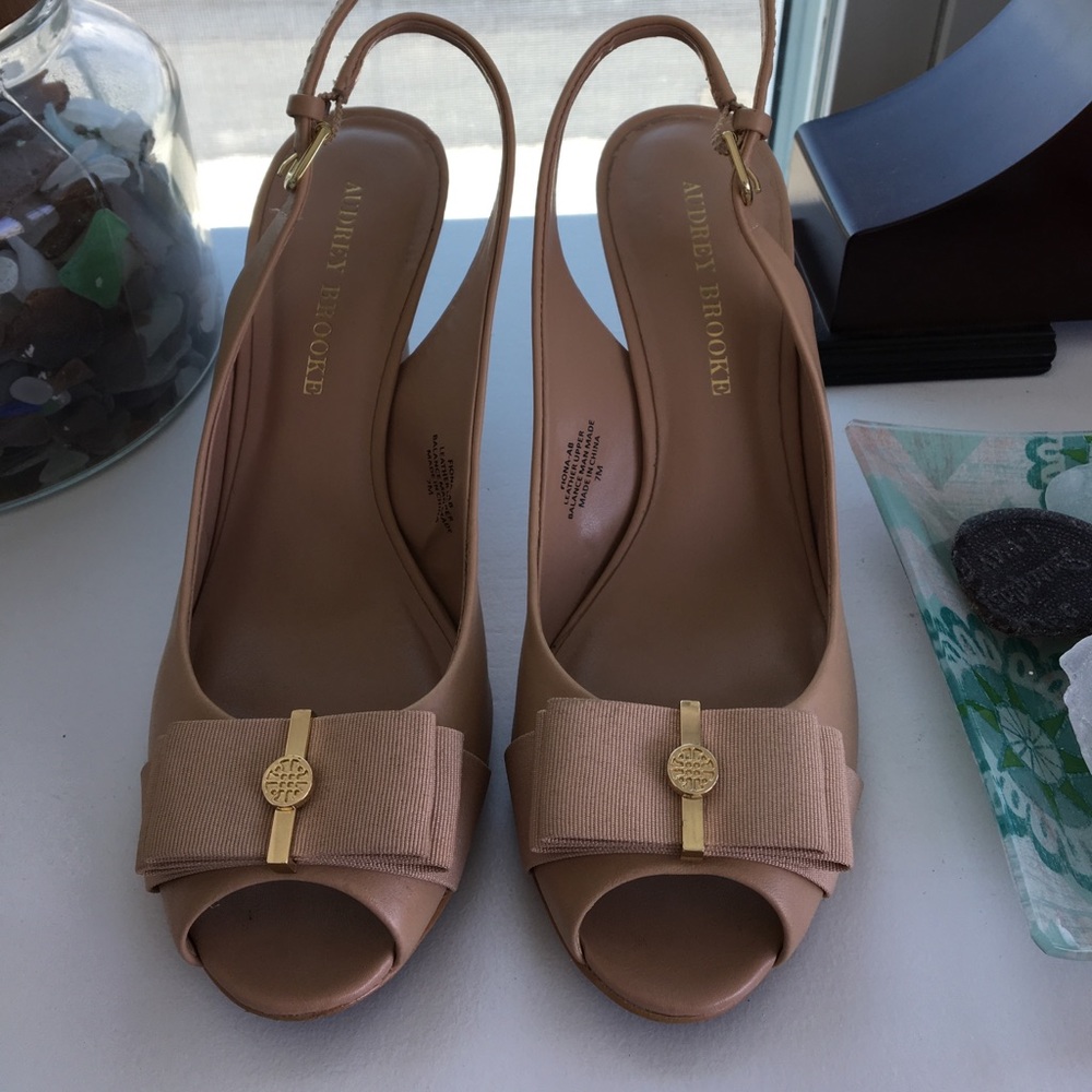 Audrey Brooke sling backs with bow