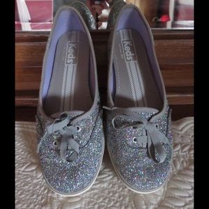 Keds Teacup silver glitter slip ons size 6