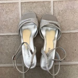 Silver Sequined Strappy Heeled Sandals
