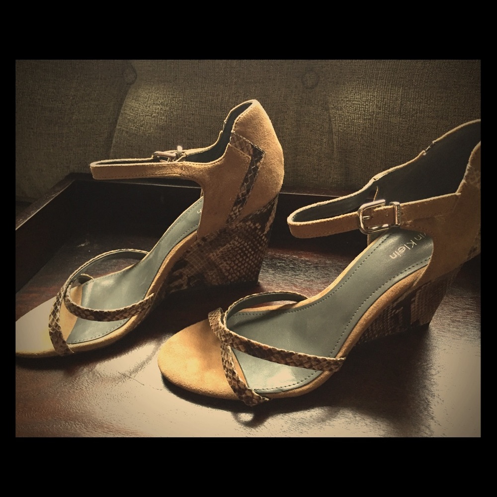 Calvin Klein snake print wedge sandal