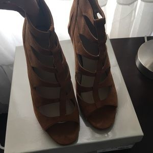 Tan caged bootie
