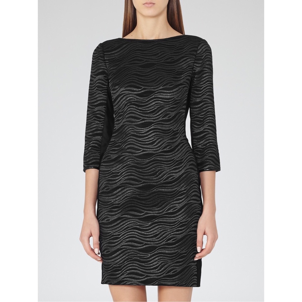Reiss Textured Bodycon Dress with Mesh