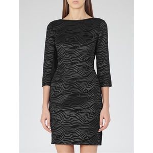 Reiss Textured Bodycon Dress with Mesh