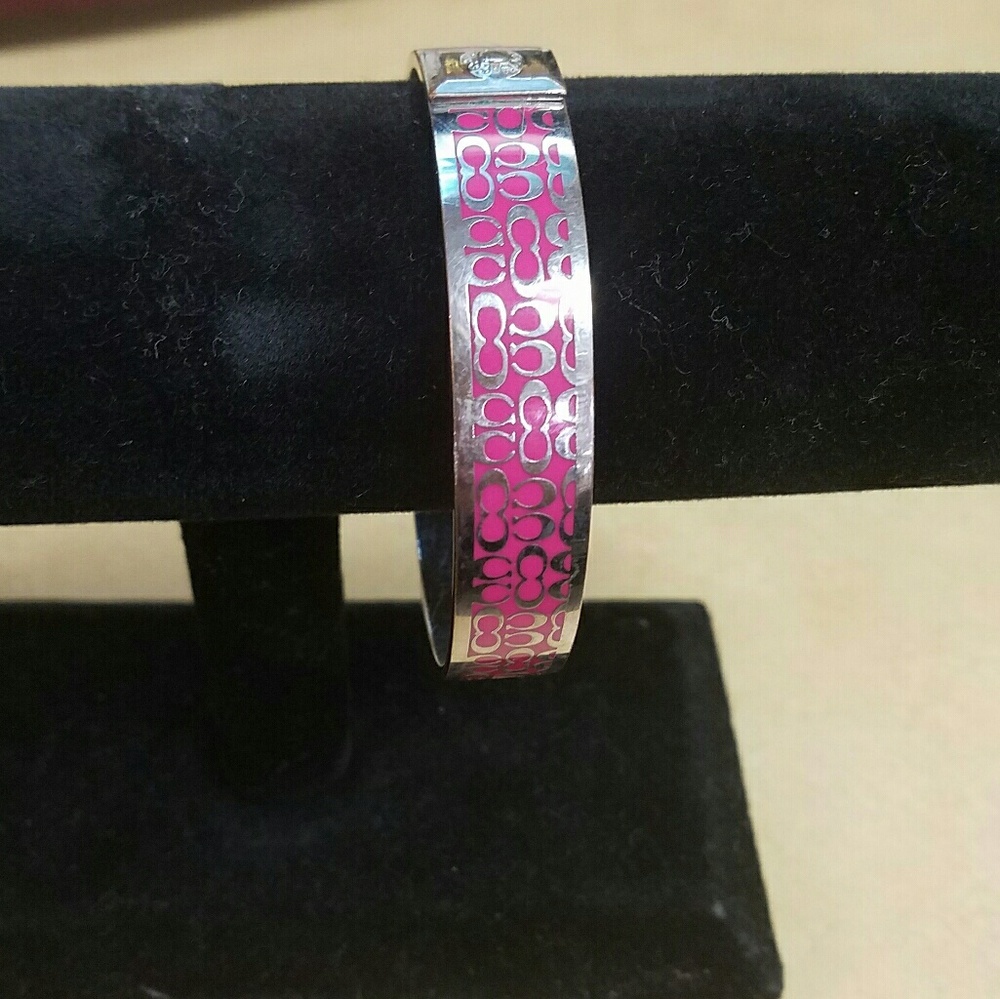 Authentic coach silver enamel bangle bracelet