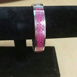 Authentic coach silver enamel bangle bracelet