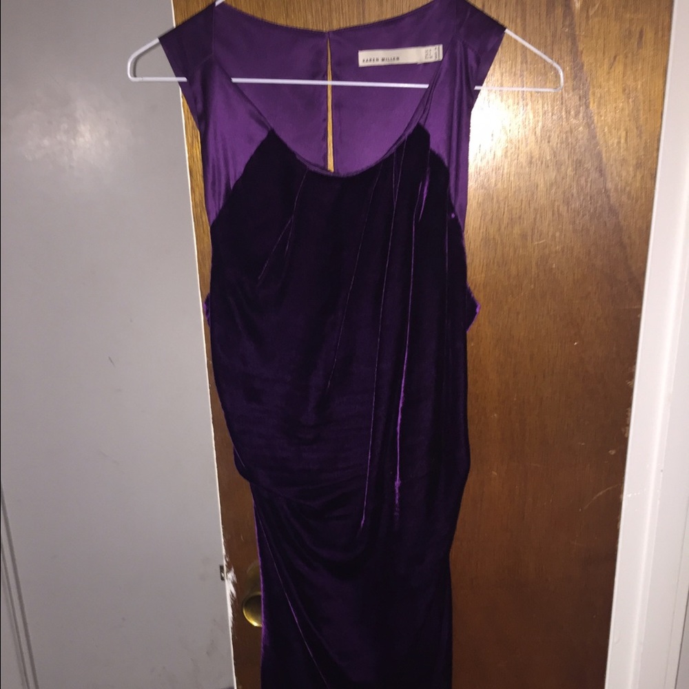 Karen Miller purple suede dress