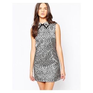 Jacquard Dress with Embellished Collar