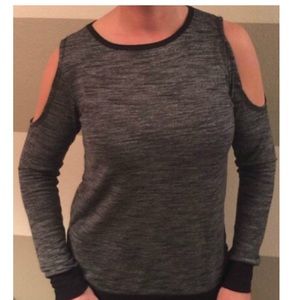 Loveappella Banded Knit Top with Open Shoulders