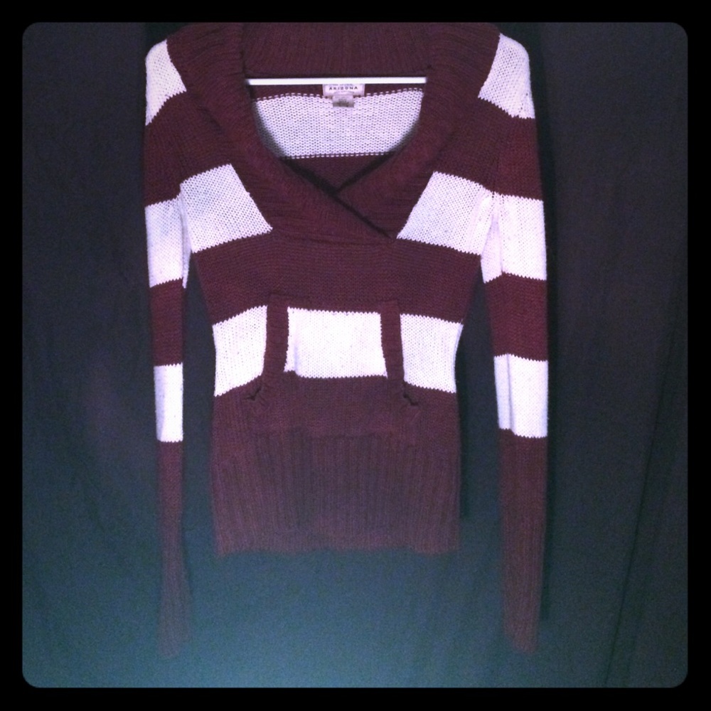 Burgundy and white striped sweater