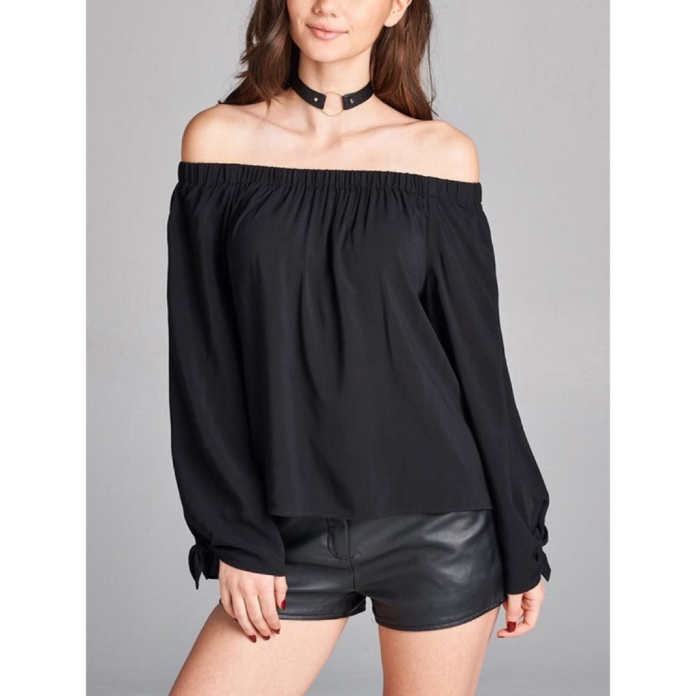 LAST ONE!! Dusty Sage Off Shoulder Top - Picture 2 of 3