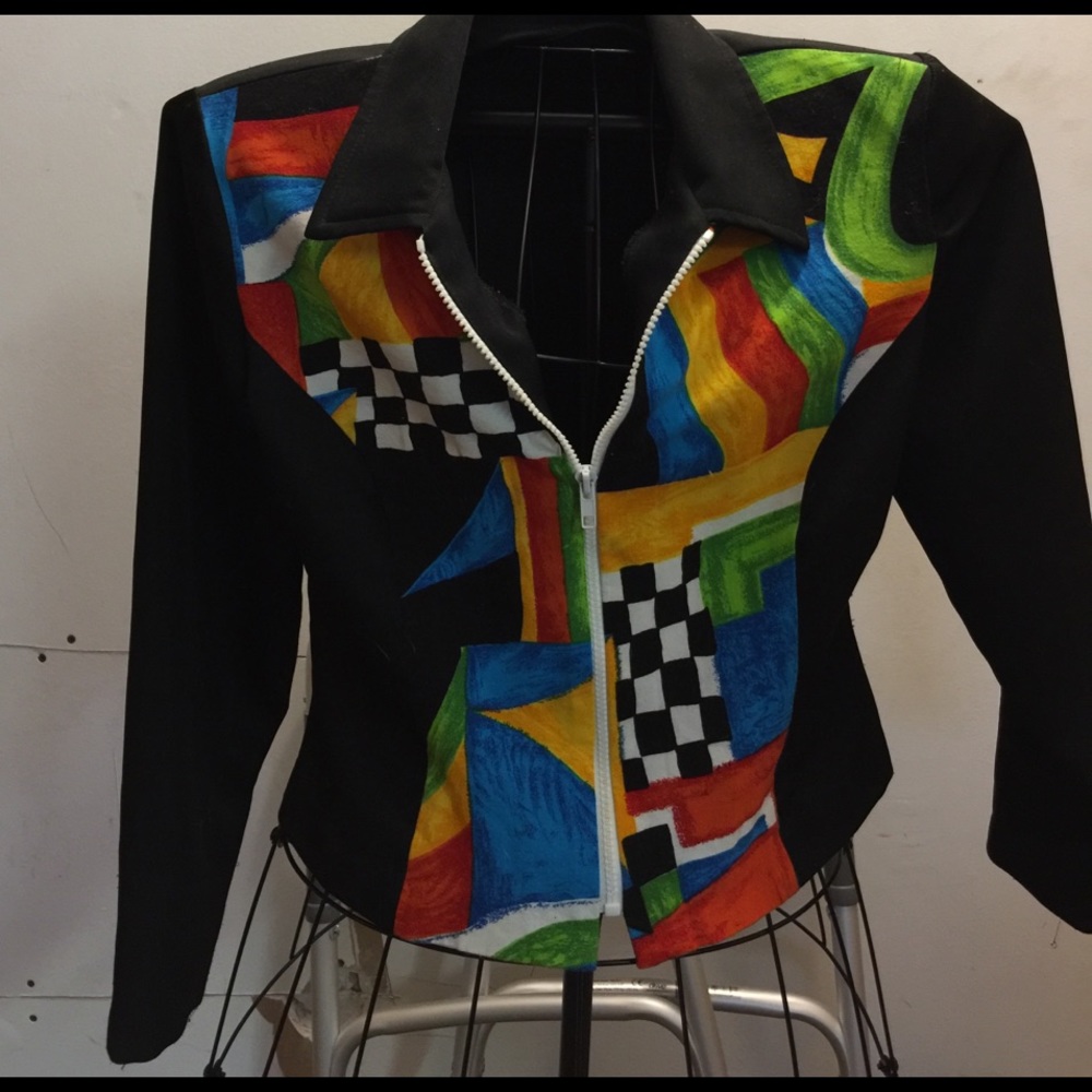 Super cute colorful jacket size 10 zip up