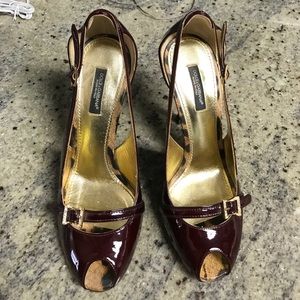 Dolce & Gabbana maroon patent leather shoes