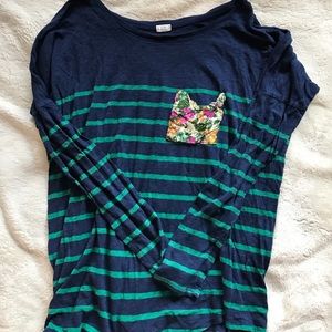 Anthropologie Floral/Striped Long Sleeve Tee (M)
