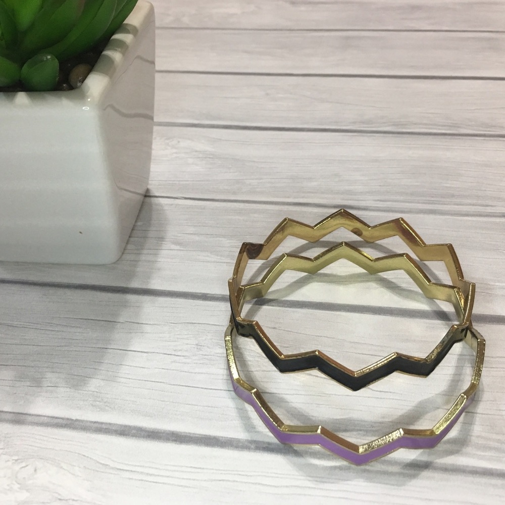 Set Black & Purple Chevron Bracelets