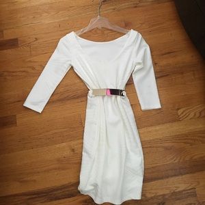White fitted long sleeve dress