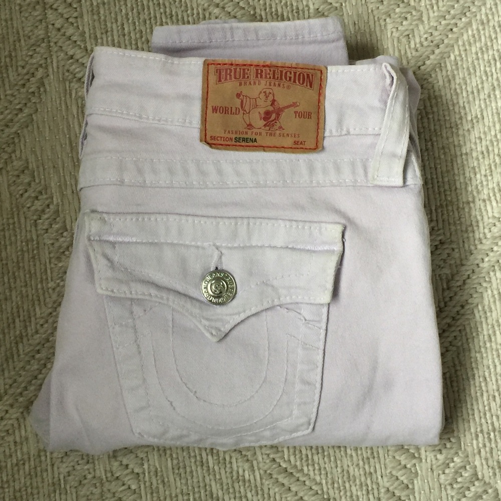 Lavender True Religion skinny jeans