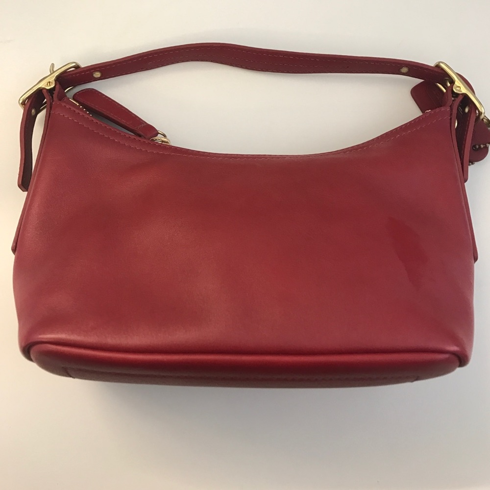Mini red leather coach bag