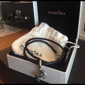 PANDORA Silver unicorn charm with 14k horn
