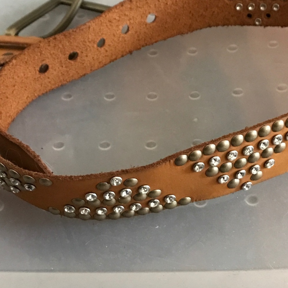 New never used Belt with brass & crystal studs