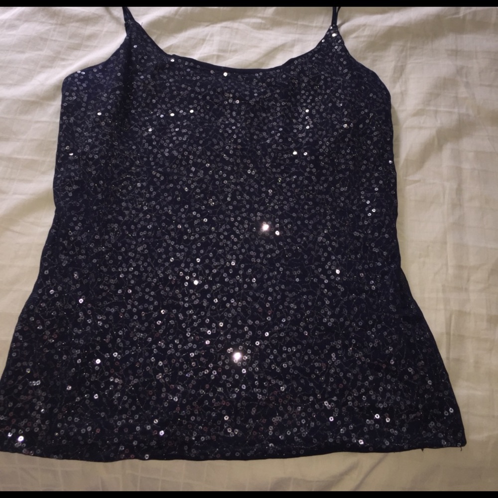 Navy mesh sequin tank Limited