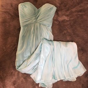 Blue Floor Length Prom Dress with Back Detailing