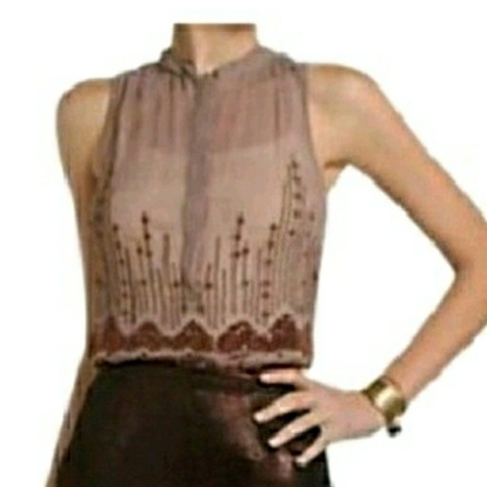 Chiffon and Beaded Sequin top Anthropolgie