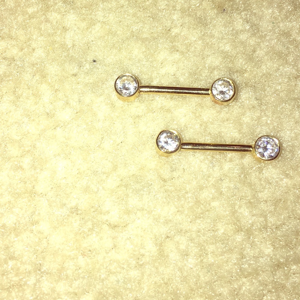 14k Gold Nipple Rings.