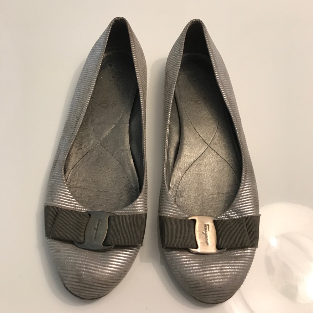 Salvatore Ferragamo metallic flats