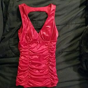 Red sinched tank top