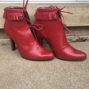 Red 3.5" Heeled Boots 7M