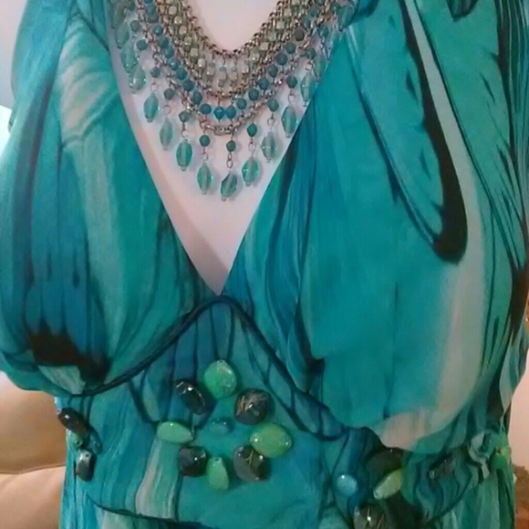 Teal Watercolor Halter NWOT - Picture 2 of 3