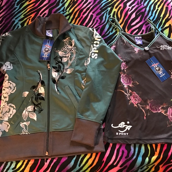 Ed Hardy Tops - Ed Hardy sport tank top & jacket 🌹NWT 💐