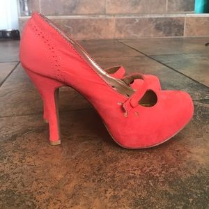 Coral Suede Heels