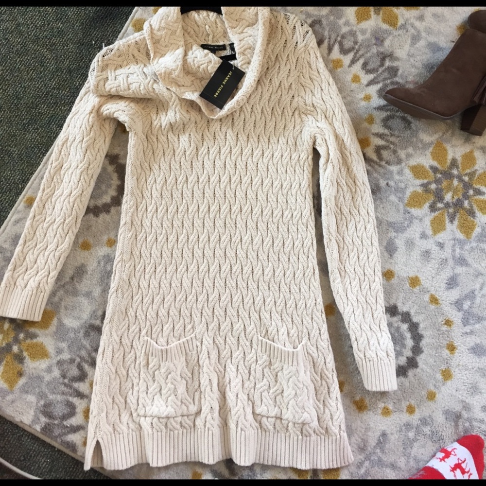 Cream cotton sweater dress