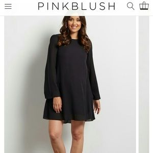 BLACK CHIFFON BELL SLEEVE MATERNITY DRESS