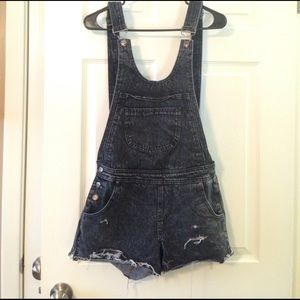 Black Stonewash Overalls