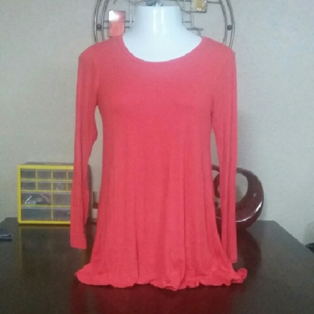 Goo Yoo Red Long Sleeve Tee Tunic M (but an XL LG)