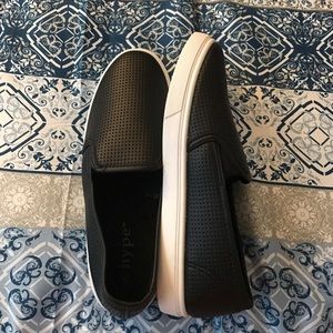 Perforated black slip ons 🖤