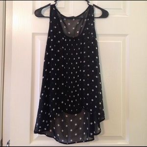 Sheer Polkadot High Low Top