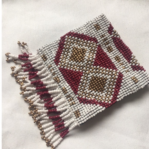 FREE PEOPLE OUTLAW SEED BEAD FRINGE CUFF BRACELET - Picture 5 of 6