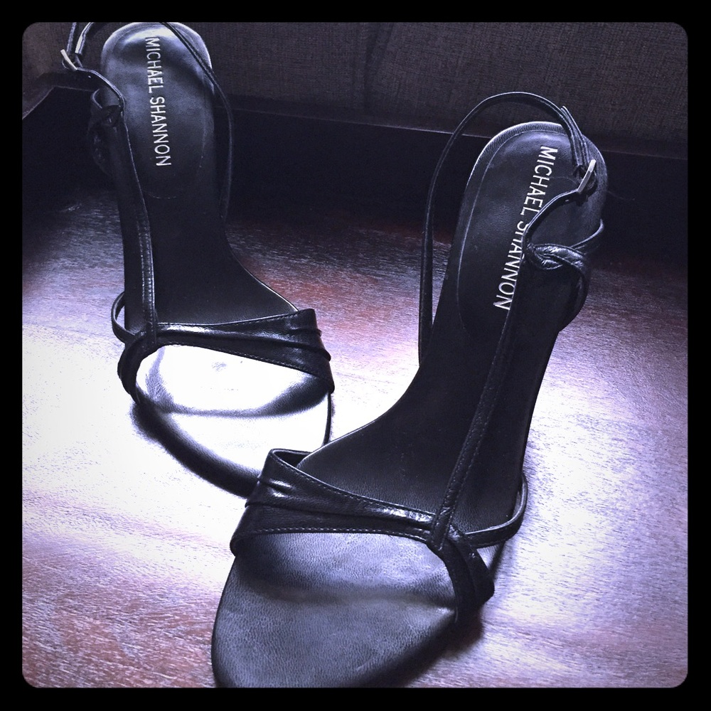 Michael Shannon black straps heel