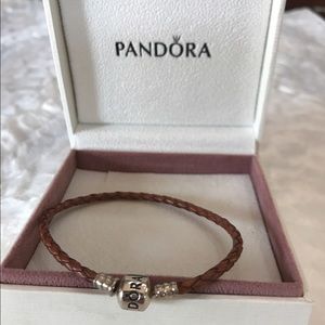 Pandora brown braid leather bracelet