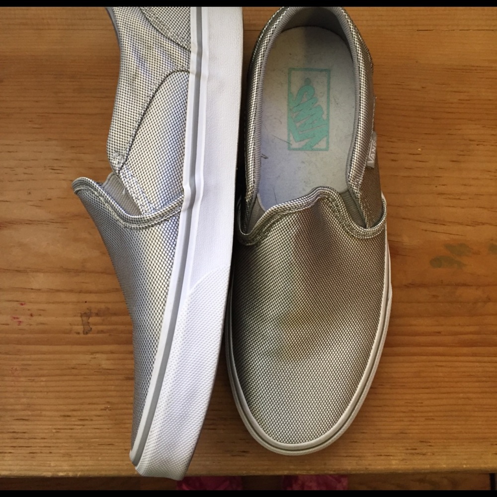 Silver slip on vans