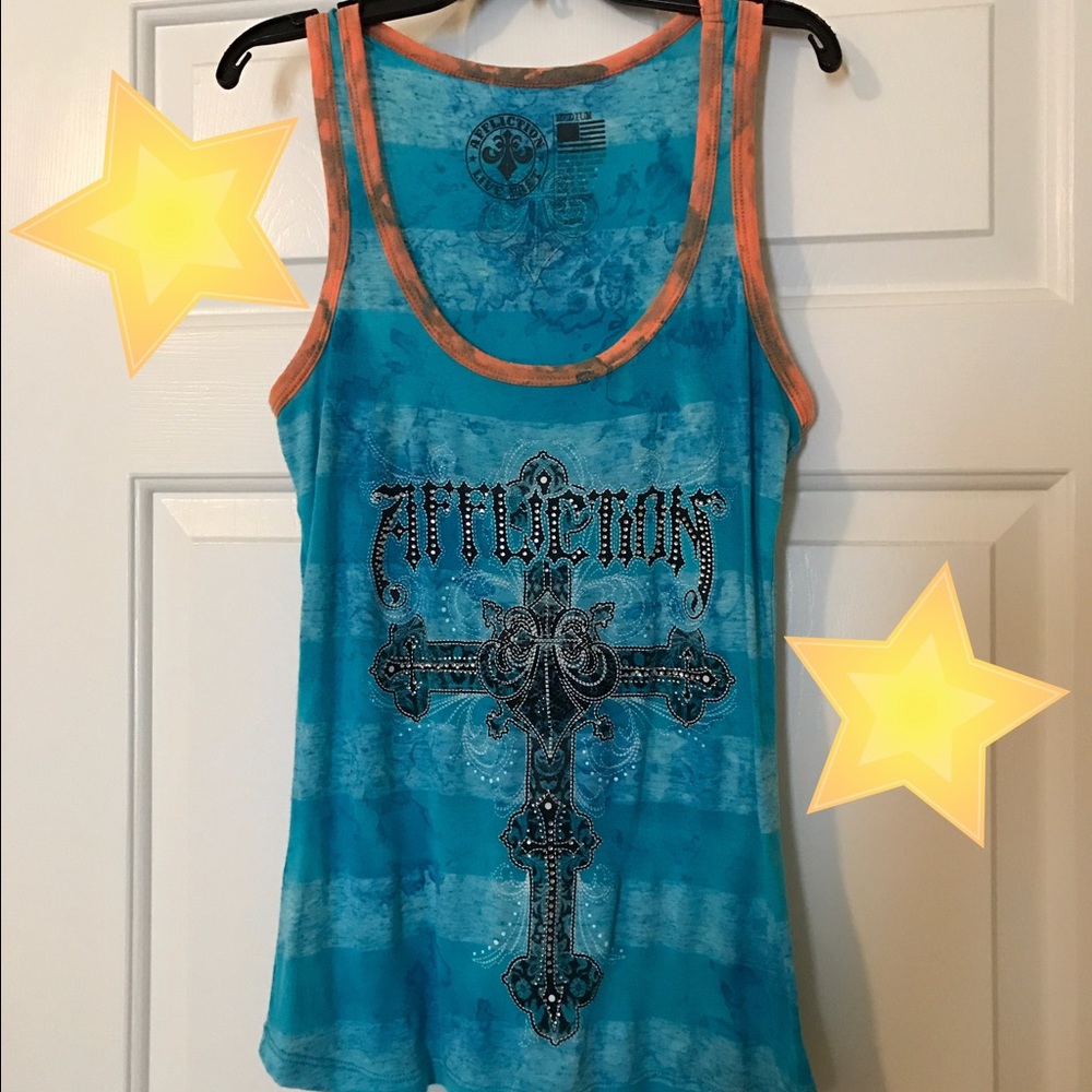Affliction crystal studded tank top💎
