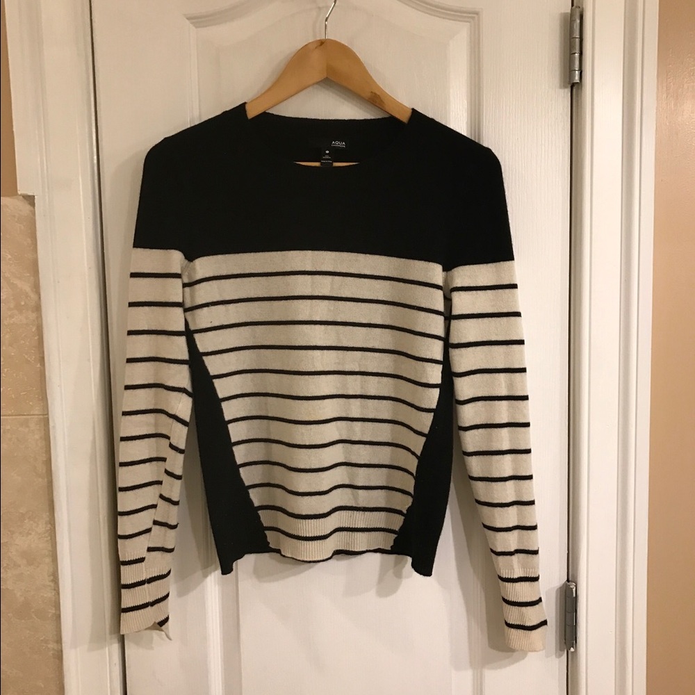 Aqua black and white cashmere shirt