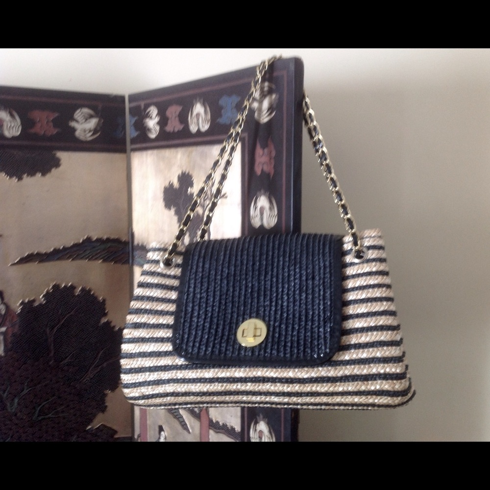 Black and gold wicker purse/ bag