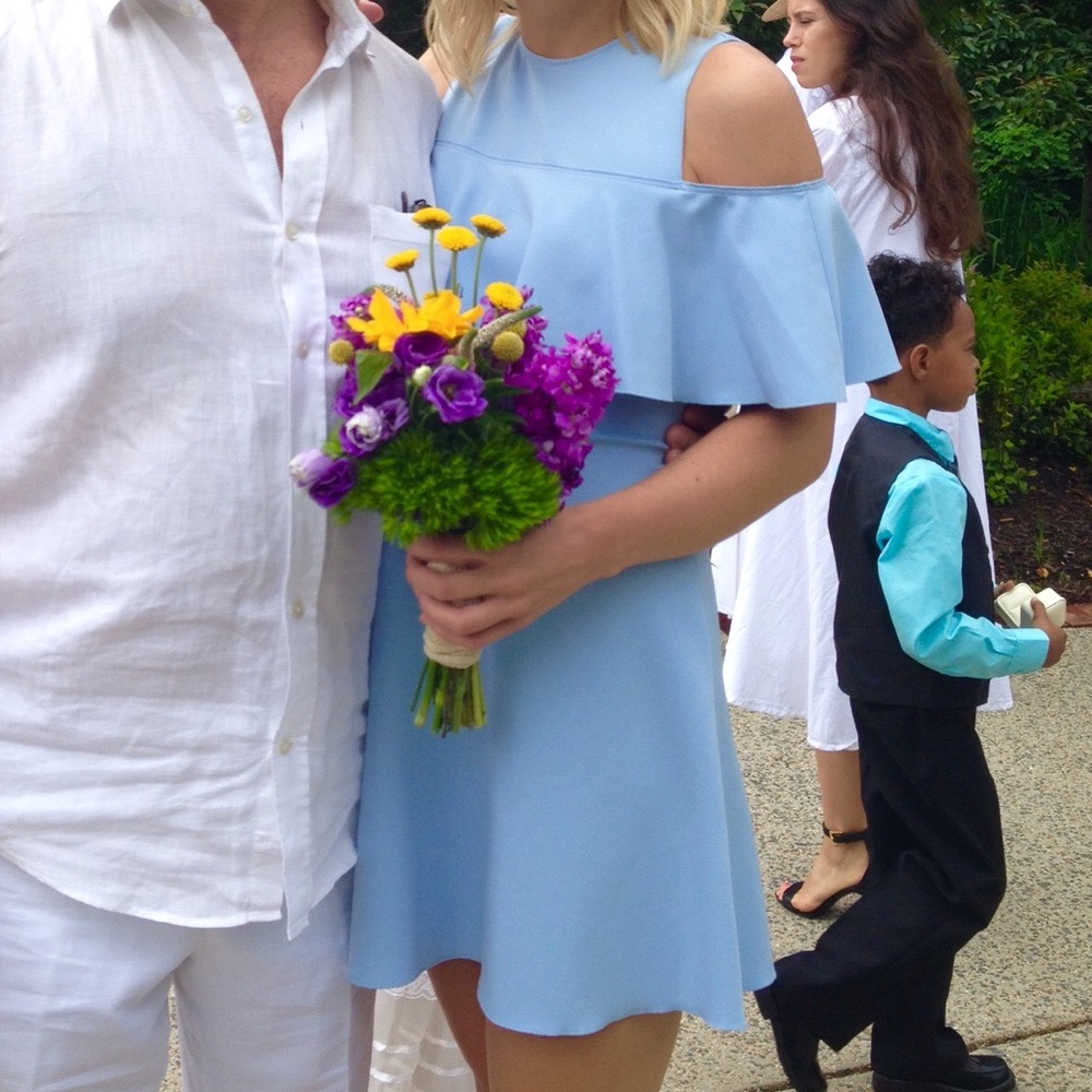 Light blue, off the shoulders, Zara cocktail dress