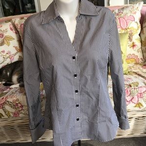 Worthington Black/White Striped Button Down