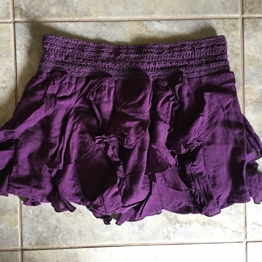 Free People Ruffled Purple Skirt